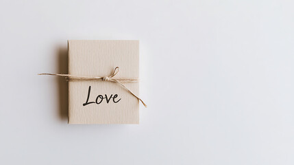 A gift of love presented simply. Neutral tones and natural twine add a touch of rustic charm. Perfect for sharing a heartfelt message or a special token of affection.