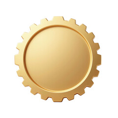 Gold metallic gear isolated on transparent.