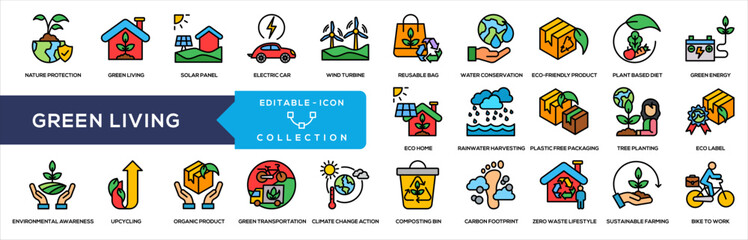 Lineal Color - Green Living and Sustainability Icon Collection.