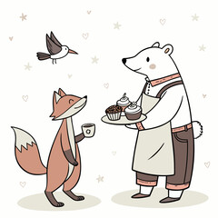 polar bear in winter clothes