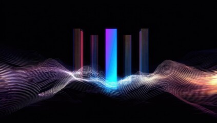 Abstract visualization of digital sound, data represented by illuminated columns