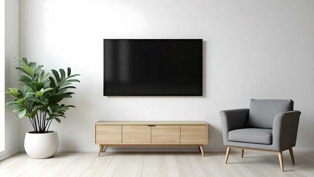 Sleek Modern Lounge Featuring TV Setup