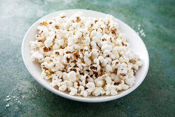Homemade salted popcorn