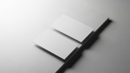 Blank business cards with pen on white background