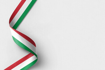 Italy flag ribbon on white background with copy space