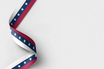 United States of America flag ribbon on white background with copy space
