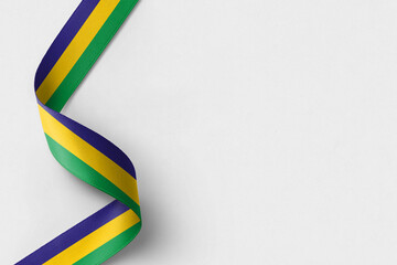 Brazil flag ribbon on white background with copy space