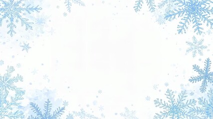 Animating snowflake frame as title card, particles drifting toward center for text with blue flakes - Powered by Adobe