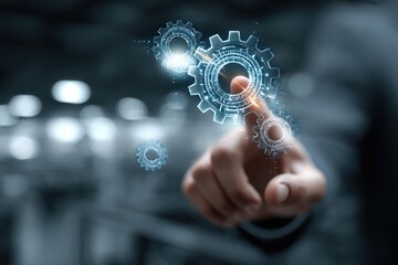 Professionals Using Hologram Interface for AI Management