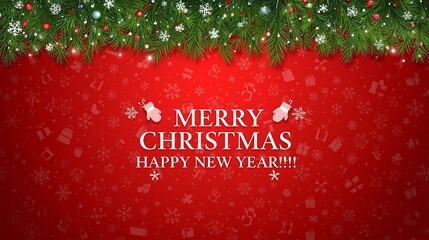 Festive holiday greeting banner with bright lights and garland