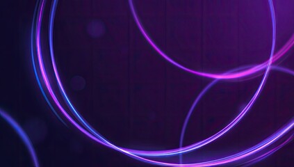 Abstract purple and blue neon rings with a dark background