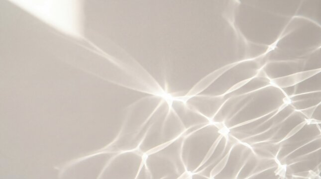 Water light reflection caustics overlay effect on white wall background