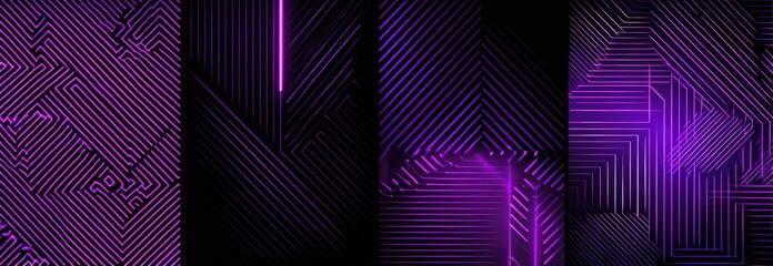 Abstract purple lines forming geometric shapes against a black background