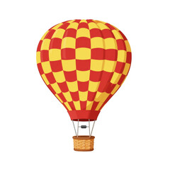 Naklejka premium Hot air balloon with red and yellow checkered pattern.