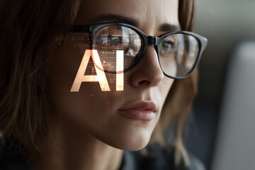 Female Working With AI Technology