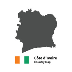 Côte d'Ivoire Country map flag illustration on whtie background