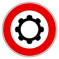 Zahnrad und Verbotsschild