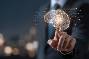 Business Professional Engaging with AI Technology