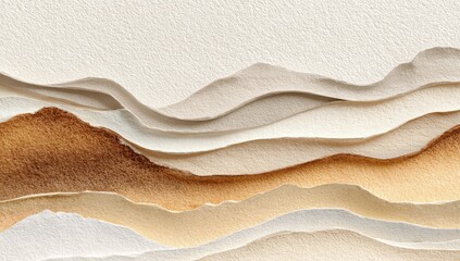Abstract layered paper design with torn edges and warm earthy tones