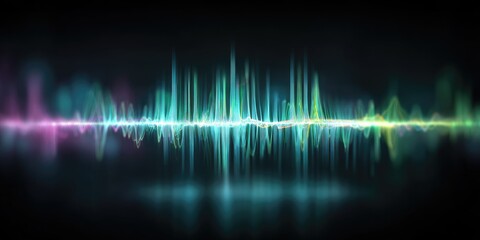 Colorful sound wave visualization with reflections on a dark background