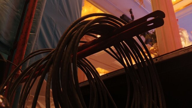 cable reel behind the stage near the led panel