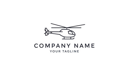 Minimalist Line Art Helicopter Logo Design for Aviation and Transport Companies. © Yahya