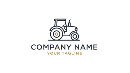 Minimalist Line Art Tractor Logo Design for Agricultural Business.