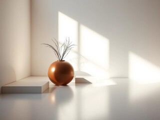 A harmonious blend of form and function, where light dances across minimalist design elements,  architectural, minimalist interior