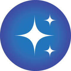Blue sparkle icon with glowing white stars in circular badge