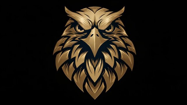 Golden Eagle Head Mascot Logo with Black Background