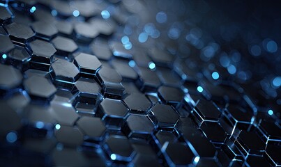 Abstract hexagonal grid with blue highlights, futuristic design