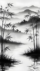 Lao bamboo pattern Seamless patter, Wall art