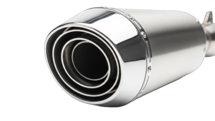 Chrome Exhaust Tip on White Background.