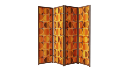 Stylish Four-Panel Room Divider with Warm Tones.