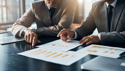 会議で資料を確認するビジネスパーソン