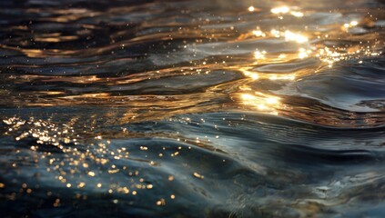 Rippled water surface, golden light
