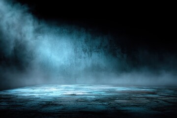 dark background featuring glowing blue mist over a textured.