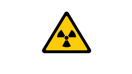 Fototapeta premium Yellow triangle warning sign with black radiation symbol, isolated on transparency background, used for hazard, safety, and caution in industrial or laboratory environments