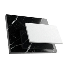 Modern Minimalist Black and White Marble Slabs Isolated on White Background for Aesthetic Architectural Mockup