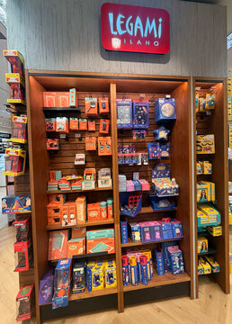 Alicante, Spain - December 11, 2025: Legami Milano store display featuring colorful stationery and creative products, showcasing vibrant organization and design for modern lifestyles