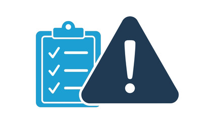 Icon illustrating a warning alert and a checklist for document verification or task management