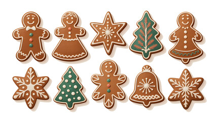 Gingerbread Cookies Collection with Men, Women, Star & Tree Shapes