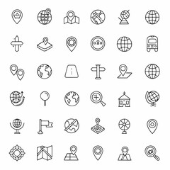 Fototapeta premium Collection of travel and location icons for navigation and exploration