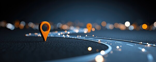 Navigation markers guide a path through a glowing, dark, futuristic landscape