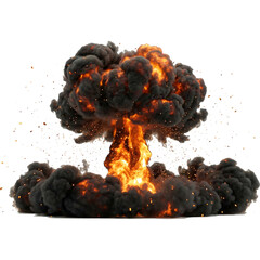 High-Impact Cinematic Explosion with Fire and Smoke on Transparent Background