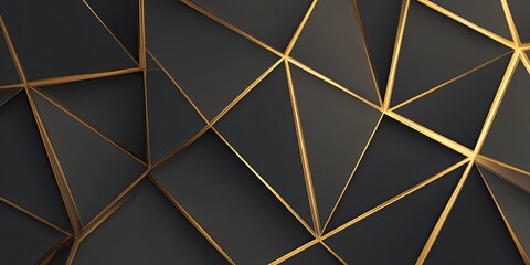 Abstract geometric pattern in dark gray with golden lines