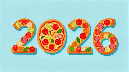 2026 Pizza Toppings Typography