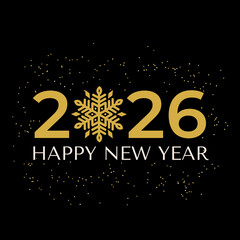 2026 New Year typography poster with snowflake. Vector template for banner, sign, greeting card, etc.