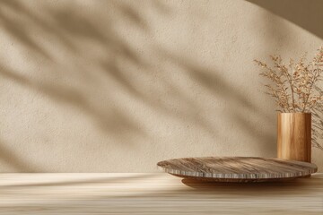 Minimalist, warm-toned display podium