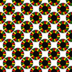 Kwanzaa sunflowers seamless pattern. African American holiday vector background. Perfect for wrapping paper, fabric, textile, scrapbooking, etc.